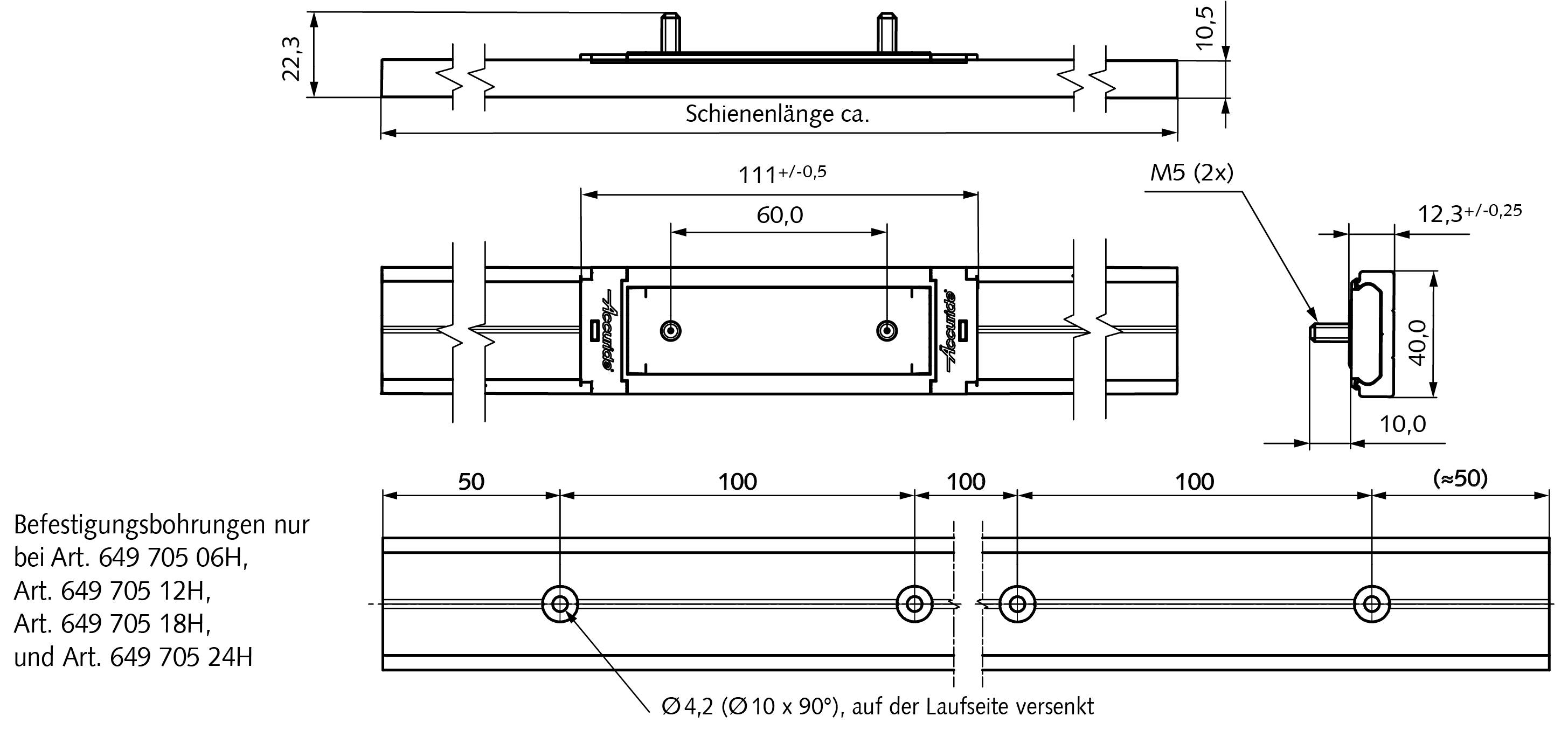 64970512 Schiene; Alu DA 0115 RC L= 1200m-1