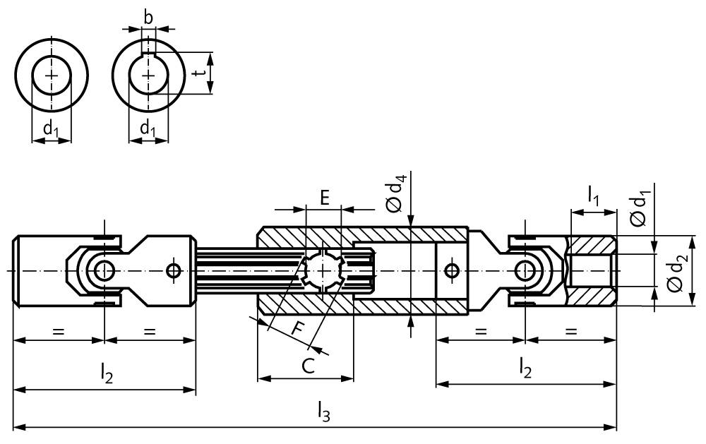 63193200 Präz.-Gelenkwelle PWN B=16H7 250-320-1