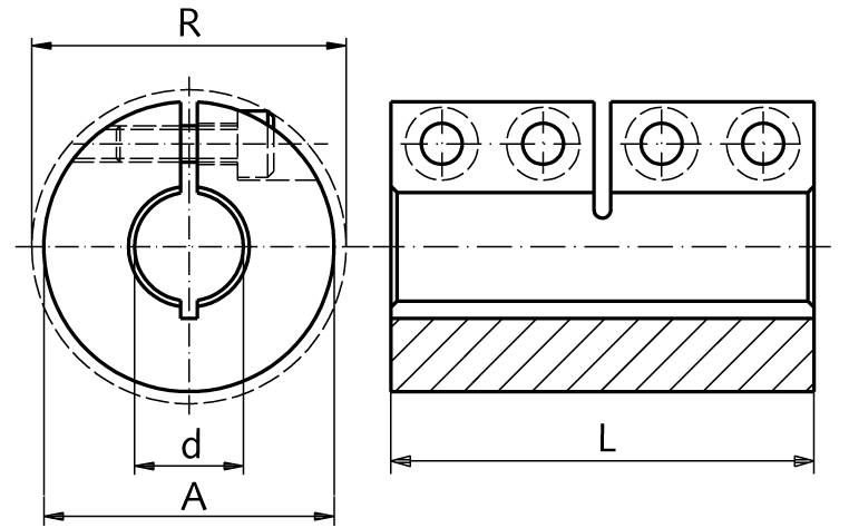 60099606 Kupplung MAS; 1.4305 geschlitzt B=6mm-1