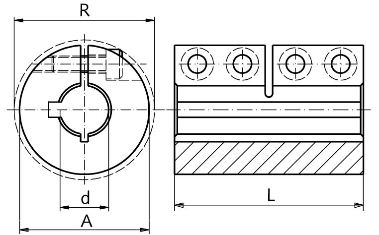 60099715 Kupplung MAS; 1.4305 geschl. B=15mm + Nut-1