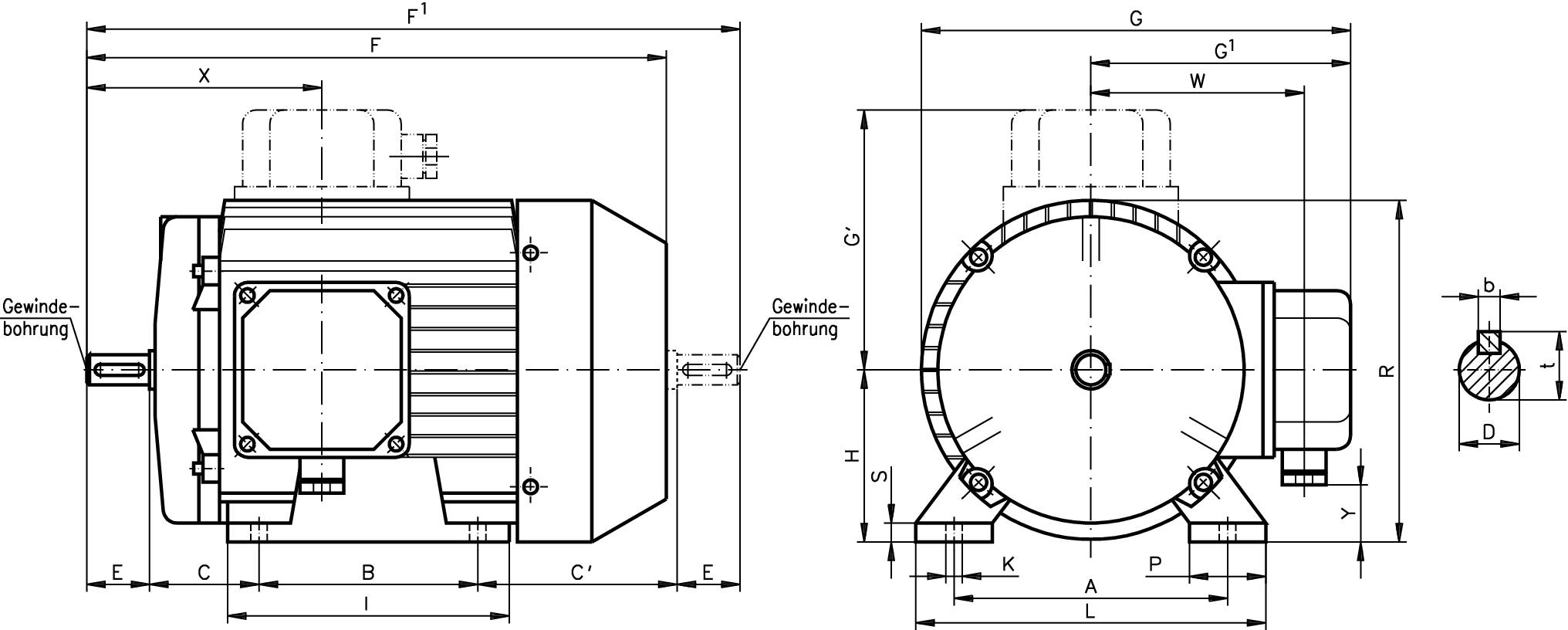 43004600 Drehstrommotor SM/I 0,55kW 1420/min B3-1