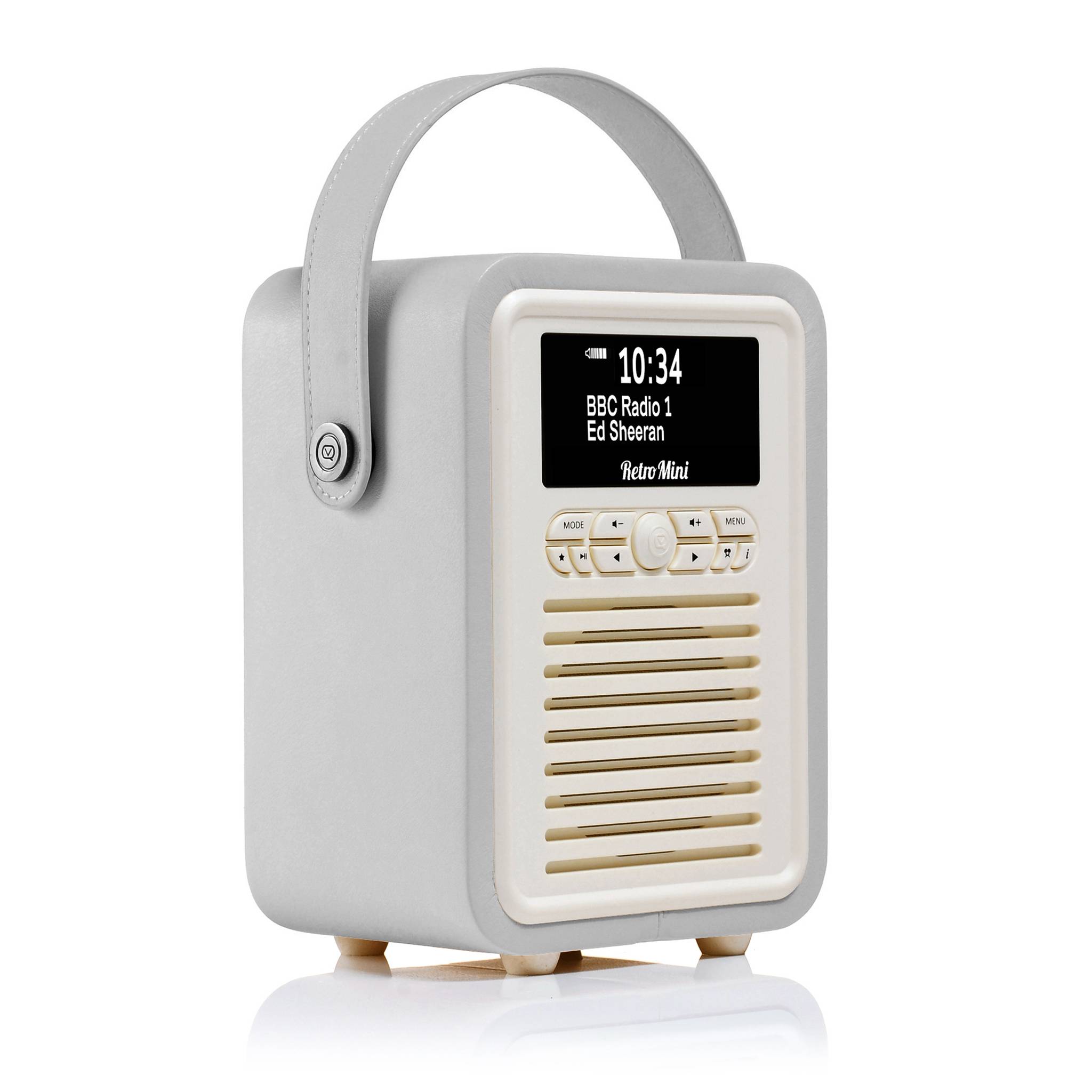 VQ – Retro Mini – Radio – DAB/DAB+ Digitalradio mit UKW, Bluetooth, Wecker, USB, Echtholzgehäuse – Graues Design von VQ-0