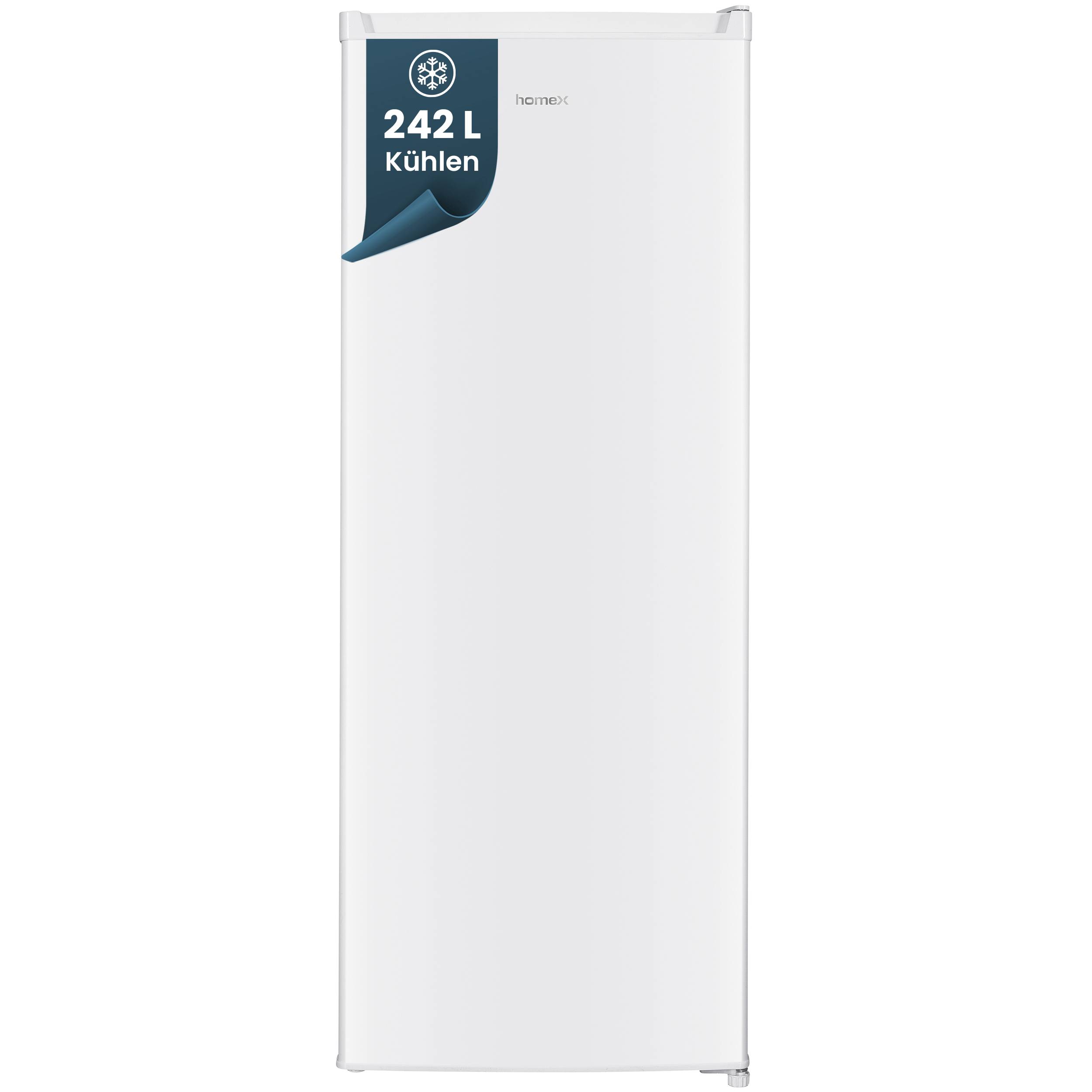 homeX CS2422E-W Kühlschrank ohne Gefrierfach groß, freistehender Vollraumkühlschrank - 242 Liter, 143 cm hoch, weiß-0