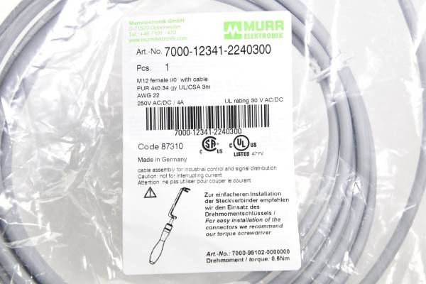 Murrelektronik 7000-12341-2240300 Sensor-/Aktor-Steckverbinder, unkonfektioniert M12 x 1 Buchse 3.00 m Polzahl Sensoren:-2