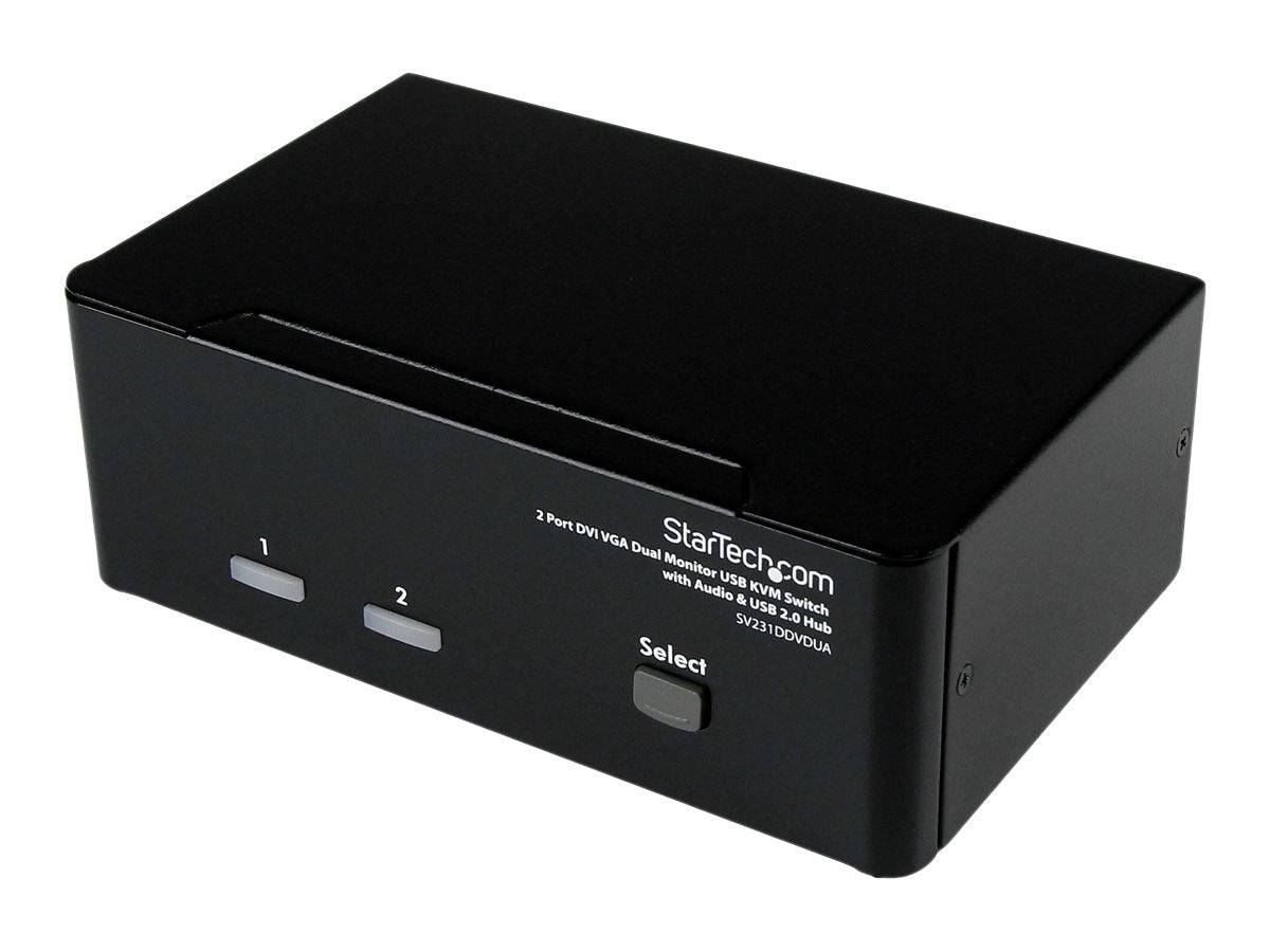 StarTech.com Dual DVI VGA 2 Port Monitor Audio Switch 2-fach KVM Umschalter USB 2.0 1920x1200 - 2 x USB 2.0 4 x DVI-I 4