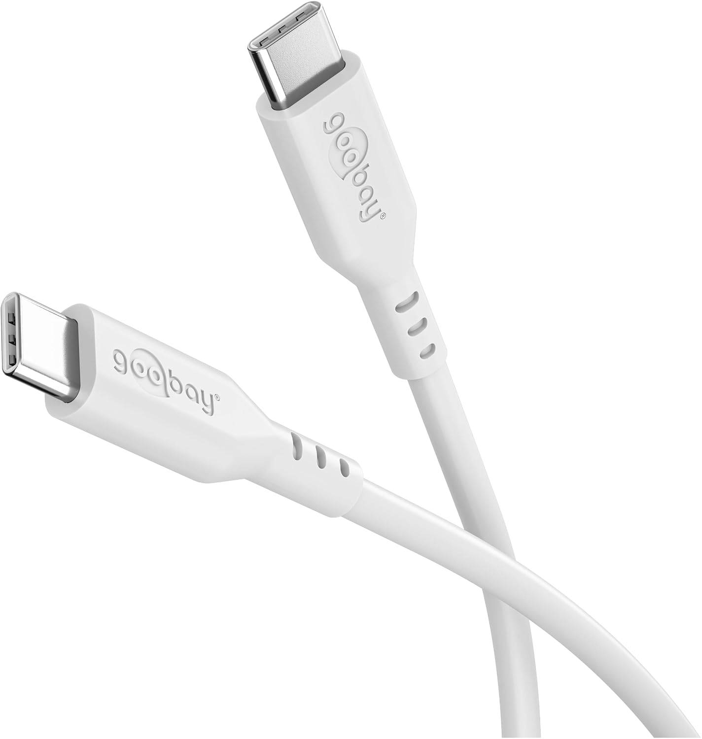 Goobay 77743 USB C auf USB C Ladekabel 60W / Silikonkabel 480 Mbits / USB 2.0 Typ C Adapterkabel / Weiß / 1.5m-0