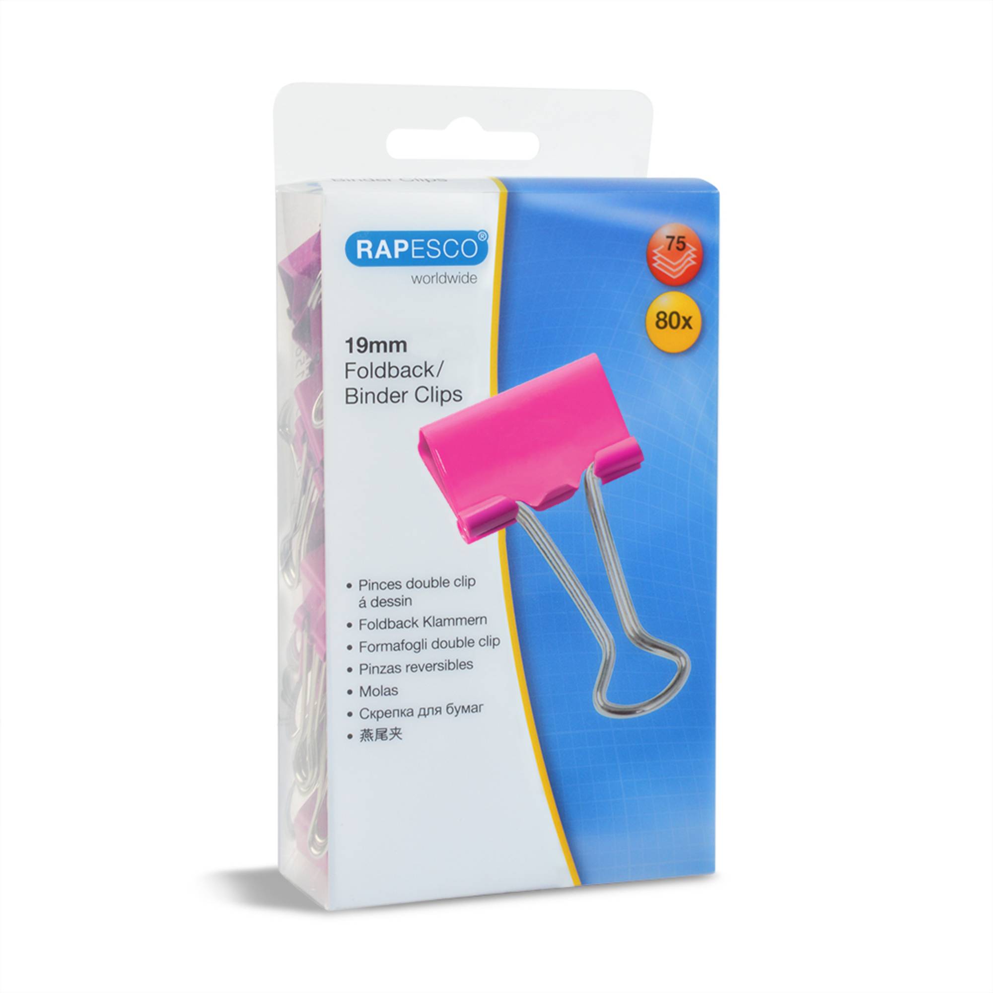 Foldbackklemmer 19mm pink 80St-0