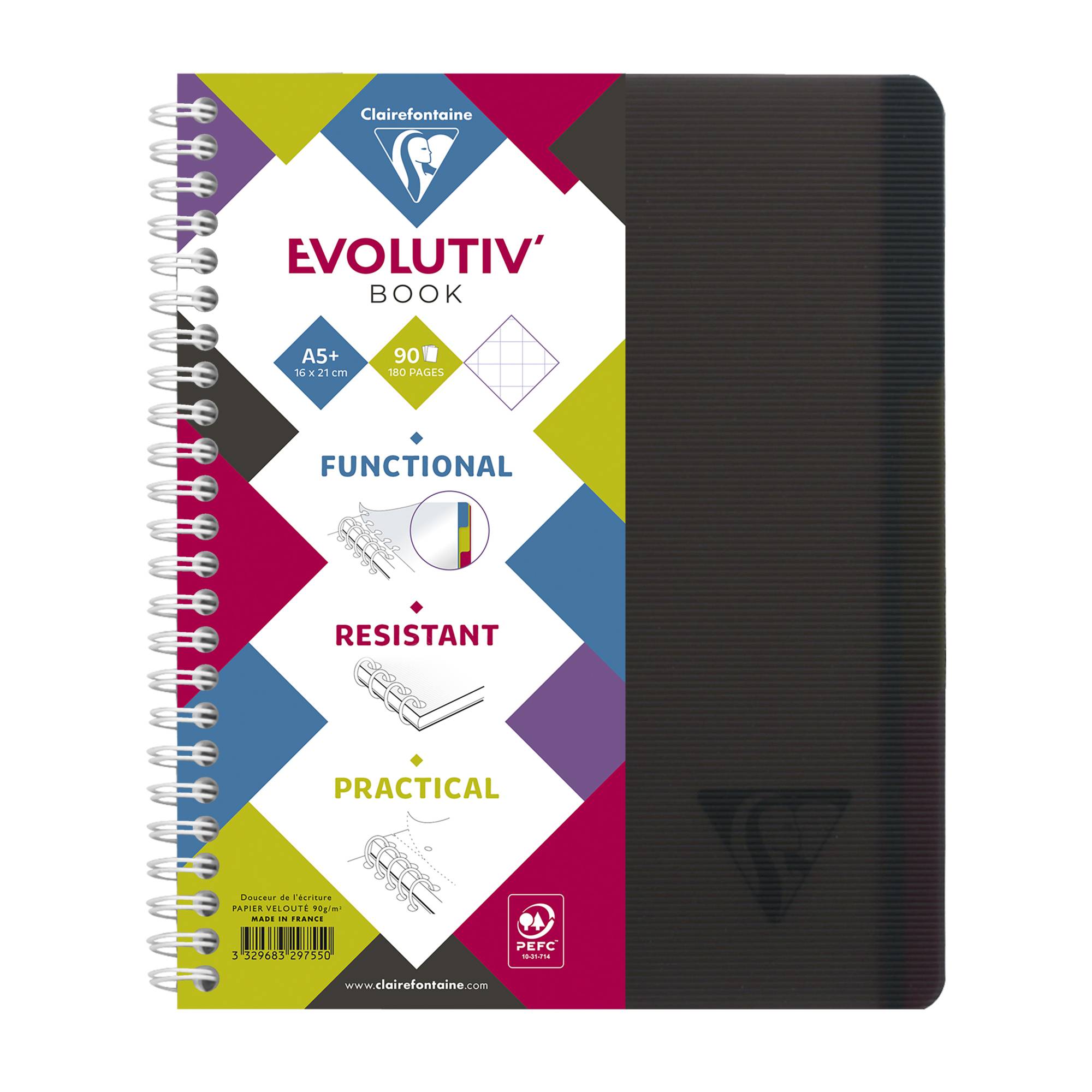 Notizbuch Evolut Book A5+ 90Bl kar sort-1