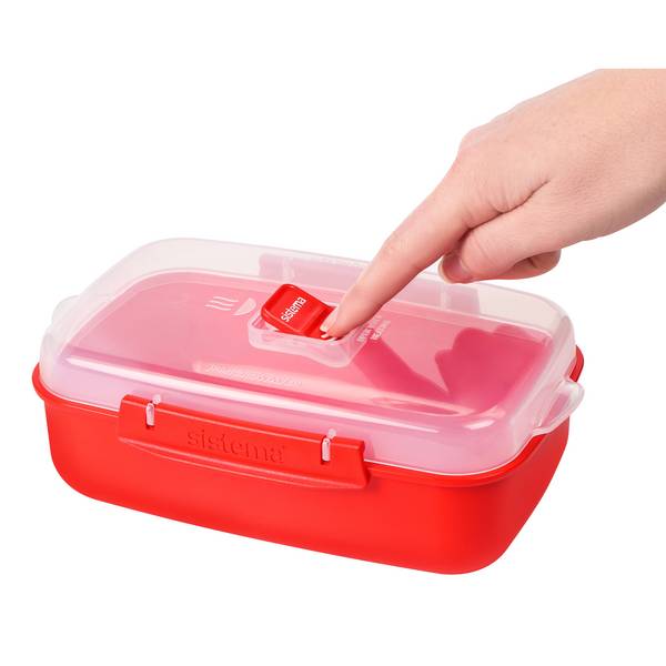 sistema Mikrowellenbehälter mit Ventil 1,25 l rot Multimedia-Technik Microwellengeschirr