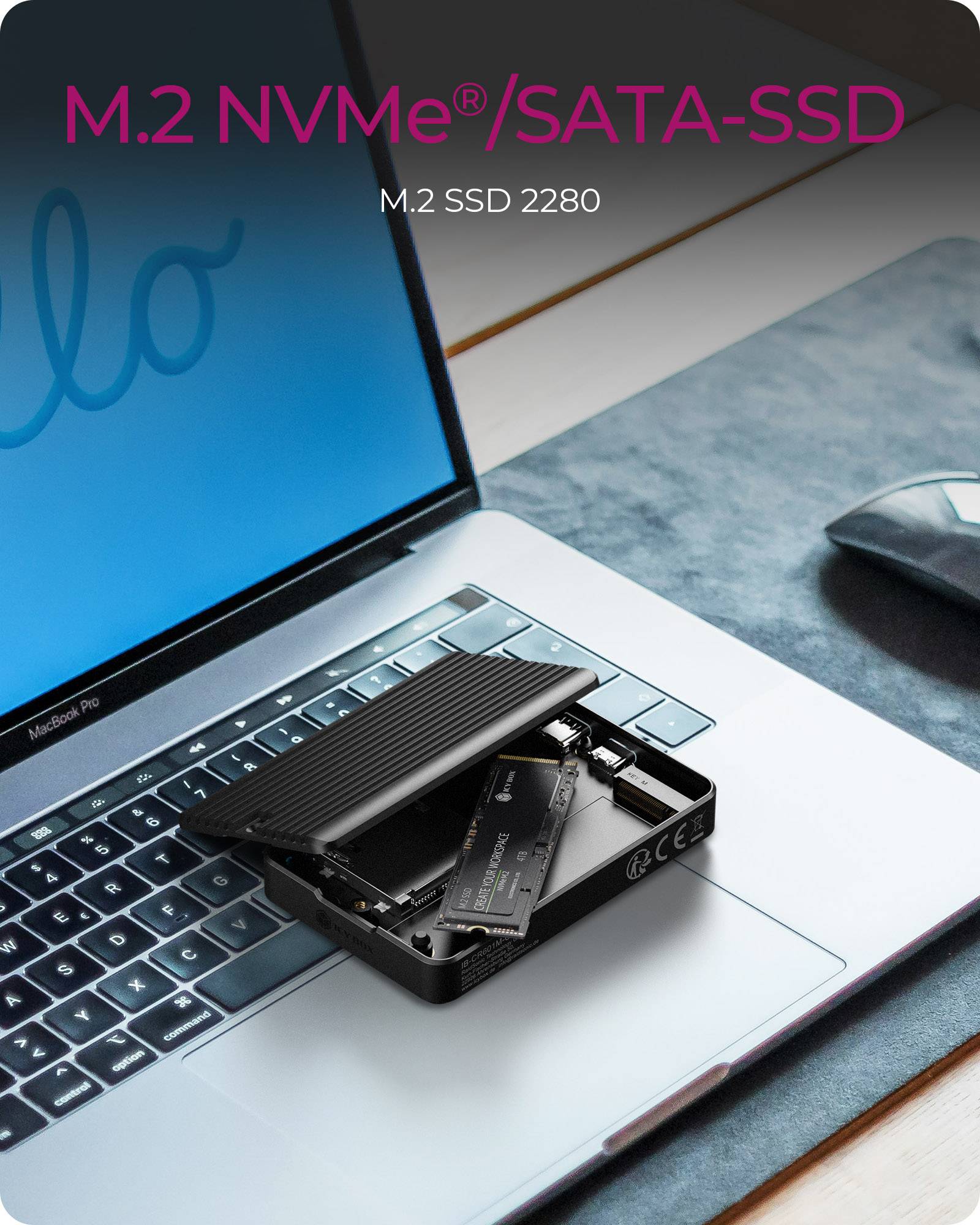 IB-CR601M-C31, M.2 NVMe/SATA SSD Gehäuse mit CFexpress Type-B Kartenleser, Host USB 3.2 Gen 2 Type-C+A 10 Gbit/s-2