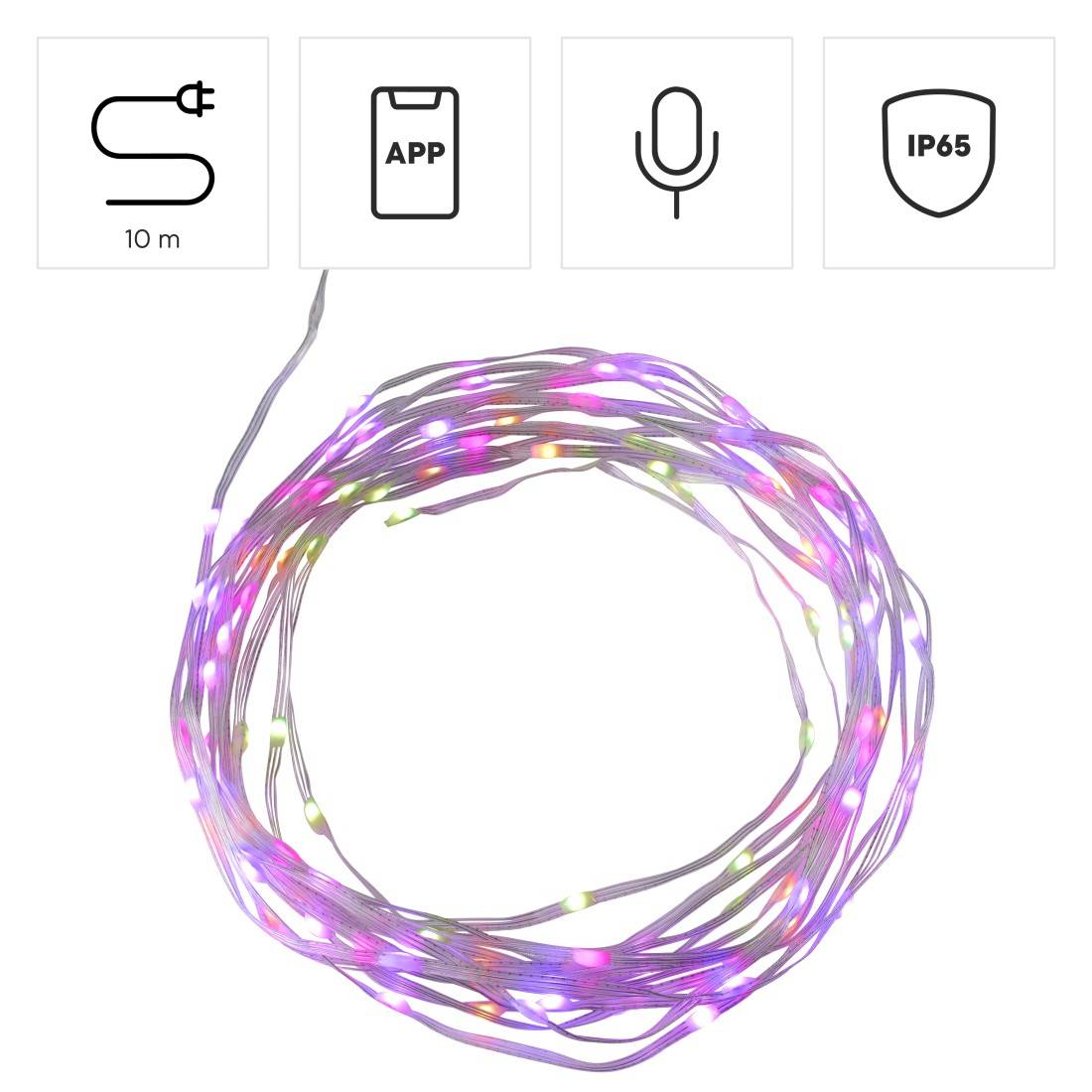 hama 00176660 Smarte LED-Lichterkette, WLAN, Farbwechsel, dimmbar, außen IP65, 10m, Bunt-1