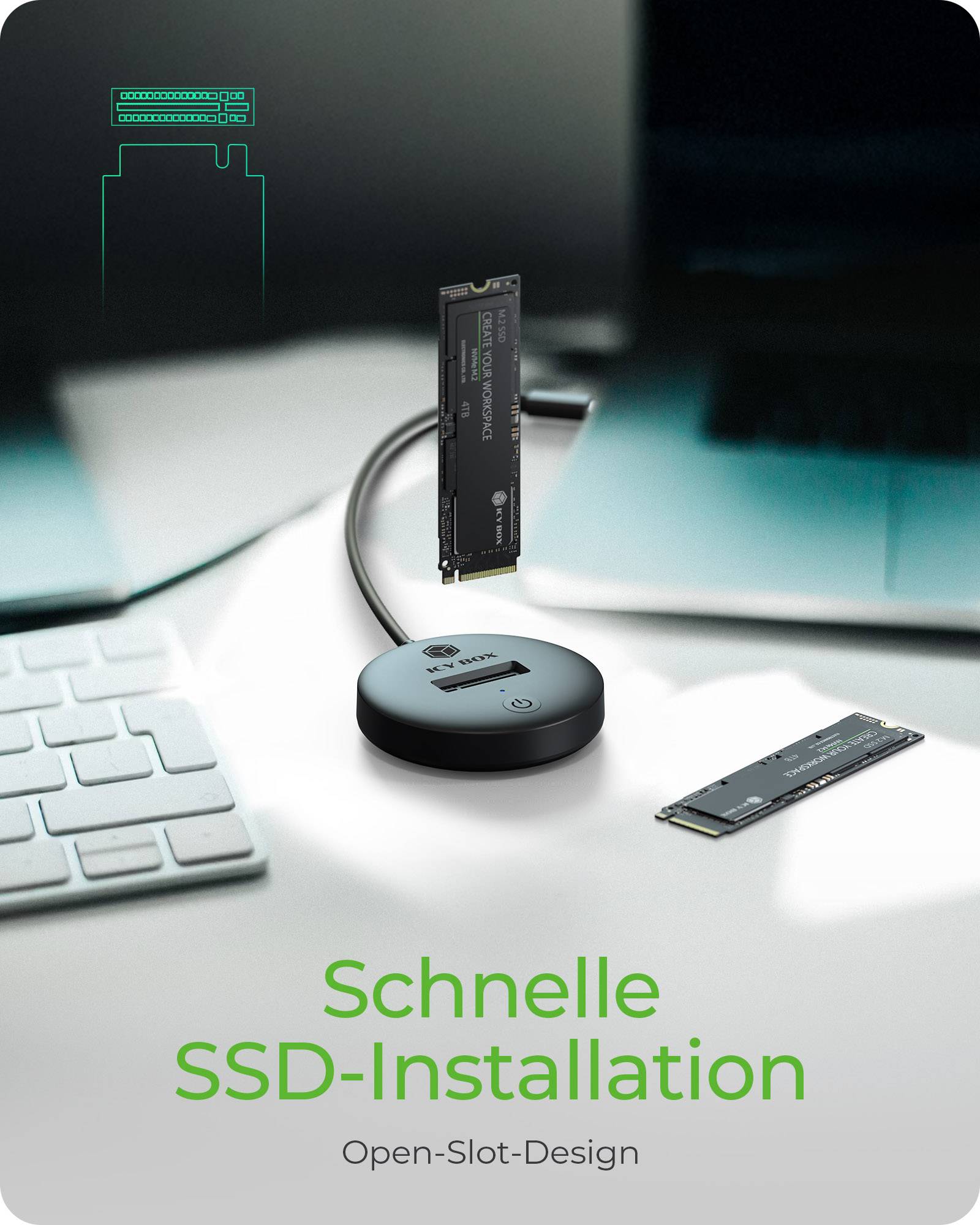 IB-1610MCD-C31, Docking Station für NVME & SATA M.2 SSD, Host USB 3.2 Gen 2, 10 Gbit/s-2