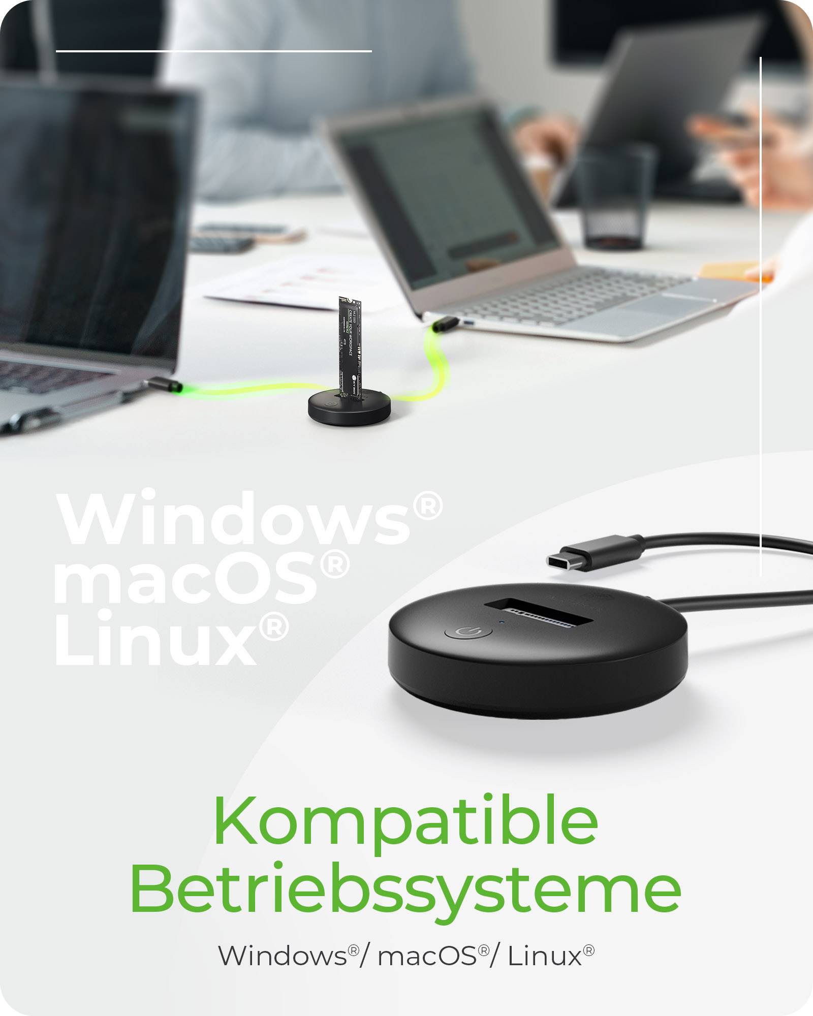 IB-1610MCD-C31, Docking Station für NVME & SATA M.2 SSD, Host USB 3.2 Gen 2, 10 Gbit/s-3