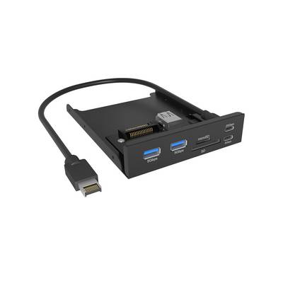 IB-HUB1419-i3, Frontpanel 3,5" USB Hub+Kartenleser, 2x USB-A, 1x USB-C,1x USB-C 20 Gbit/s, 1x SD und 1x microSD 3.0-0