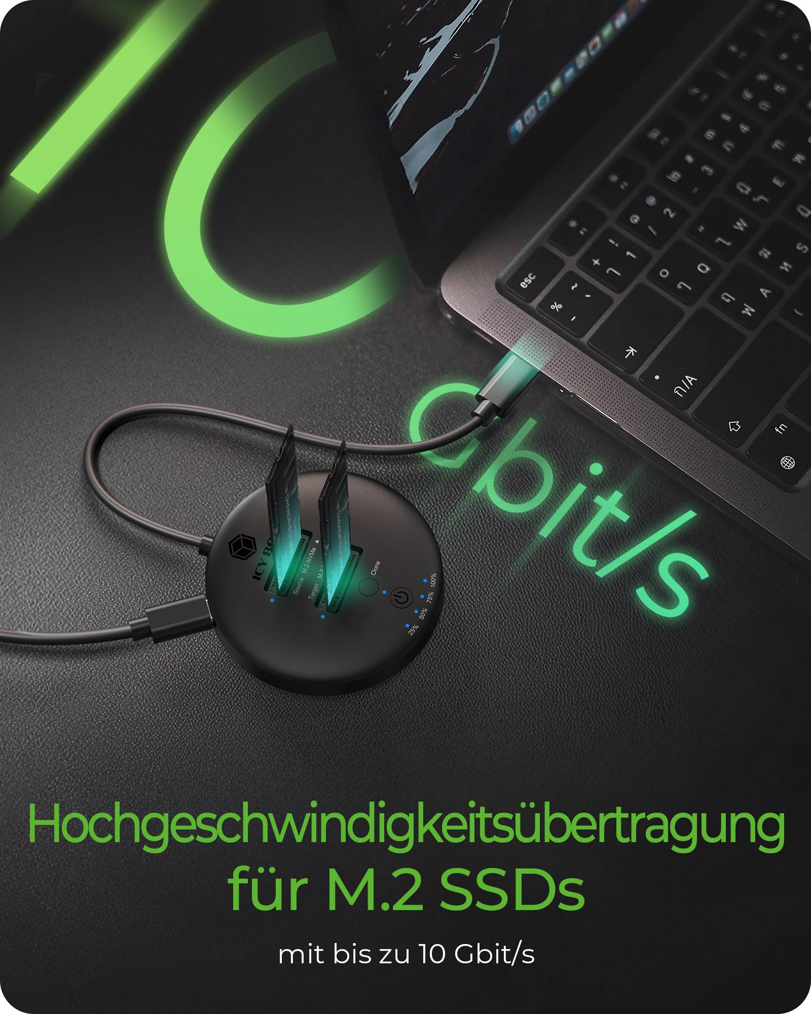IB-1612MCL-C31, Docking- & Clonestation für 2x M.2 NVMe, USB 3.2 Gen 2 Type-C®, 10 Gbit/s, für 22x30/42/60/80 mm-1