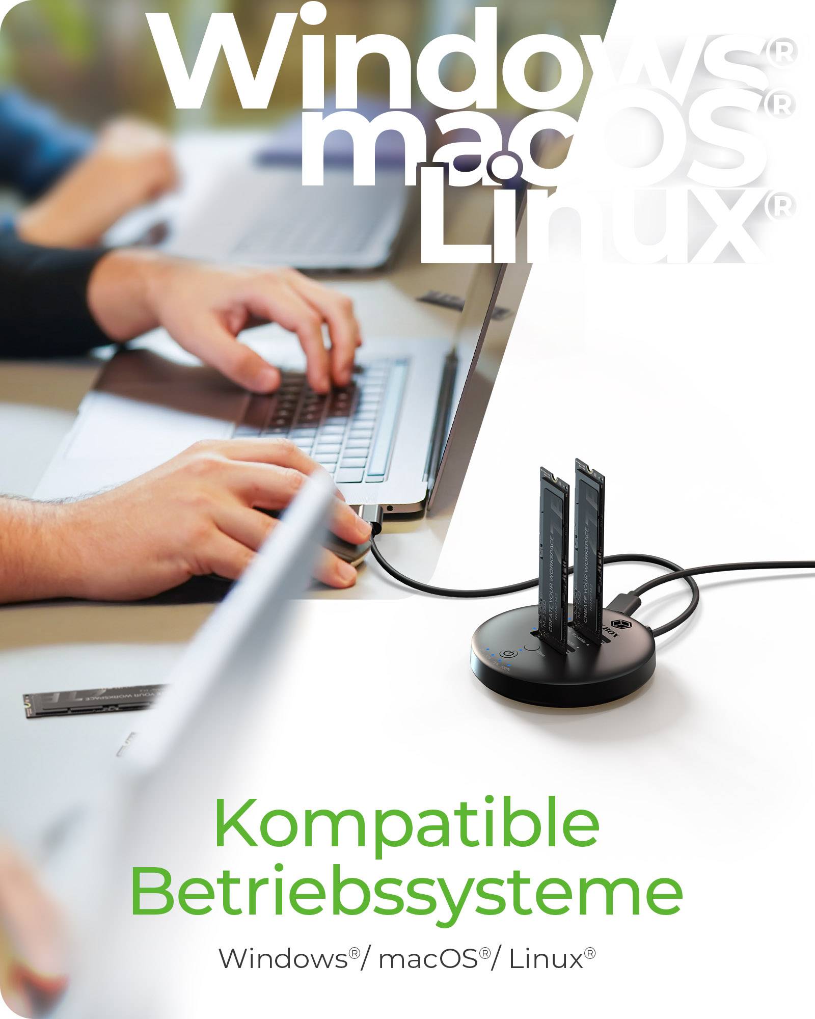IB-1612MCL-C31, Docking- & Clonestation für 2x M.2 NVMe, USB 3.2 Gen 2 Type-C®, 10 Gbit/s, für 22x30/42/60/80 mm-3