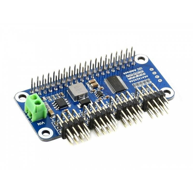 WaveShare Servo Driver HAT (B) for Raspberry Pi 16-Channel 12-bit I2C Right Angle Pinheader-0
