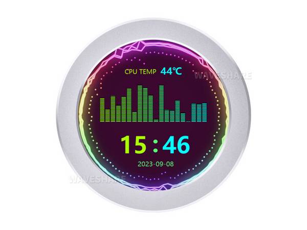 WaveShare 2.1inch 480x480 USB Monitor Silver IPS Water Cooler Screen