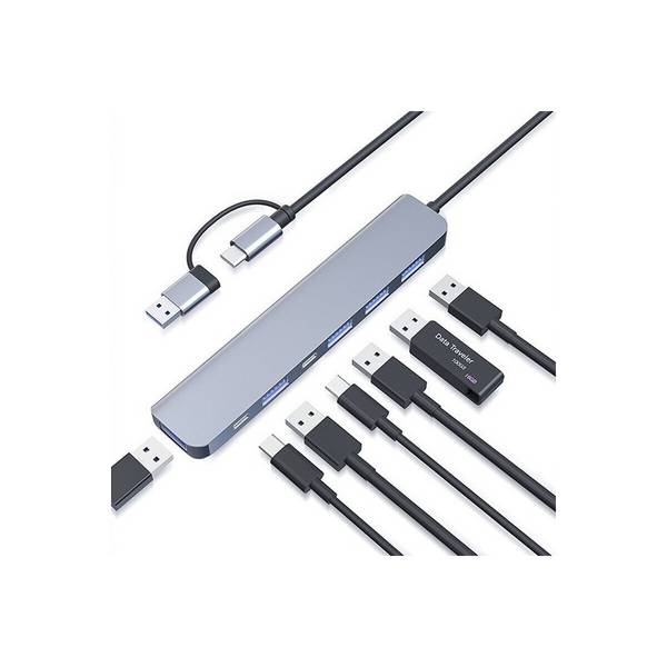 USB-C-Hub 7 1 Doppelkopf Adapter DockingStation, Treiberfrei, 5Gbps High-Speed Transfer,