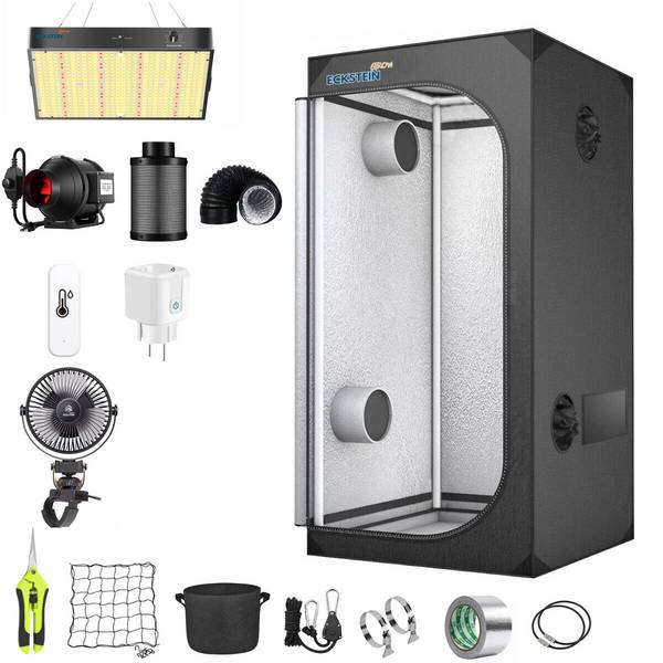 Smart Growbox Komplettset 80x80x160cm Gewächshaus 100W LED Licht Pflanzen Zuchtzelt Spektrum