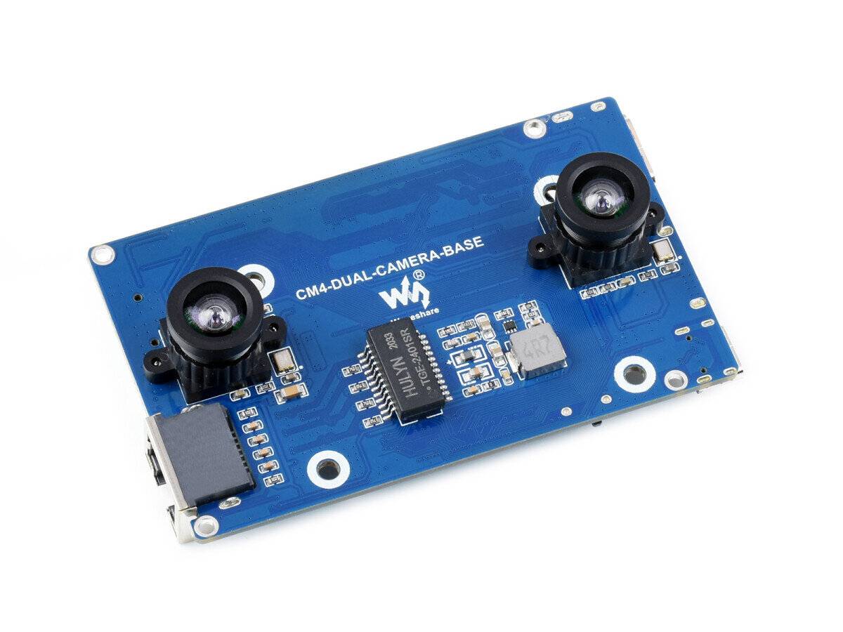 WaveShare Binocular Camera Base Board with Interface Expander for Raspberry Pi Compute Module 4-0