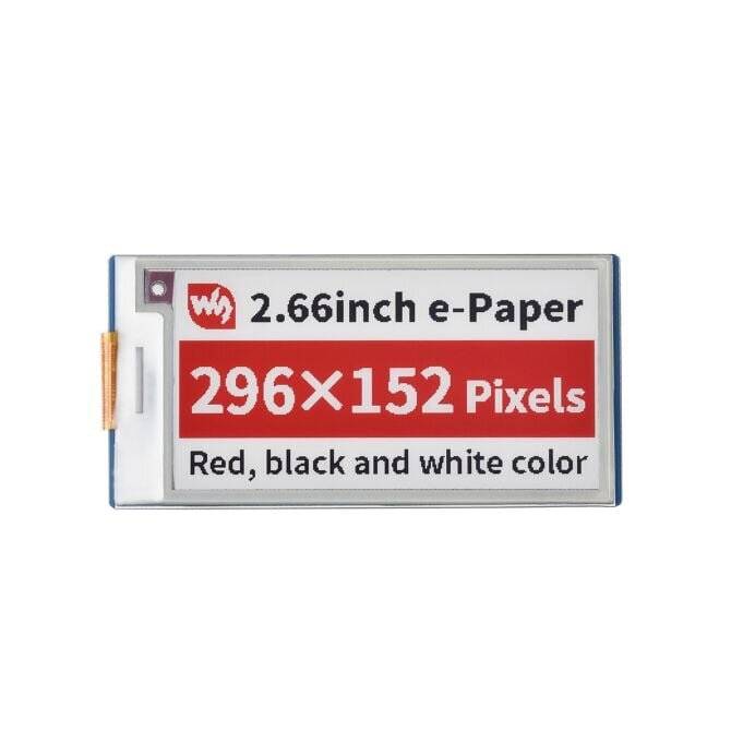 WaveShare 2.66inch E-Paper E-Ink Display Module (B) for Raspberry Pi Pico, 296×152, Red / Black / White, SPI-5