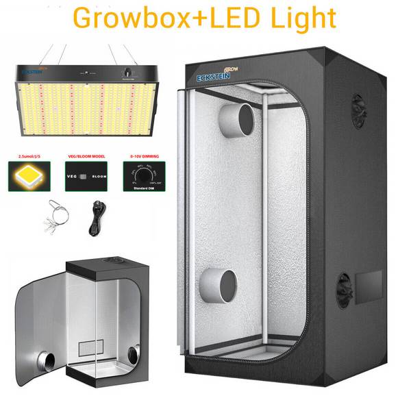LED Growbox Komplettset 80x80X160cm Gewächshaus Indoor Growtzelt 100W Vollspektrum Dimmbar