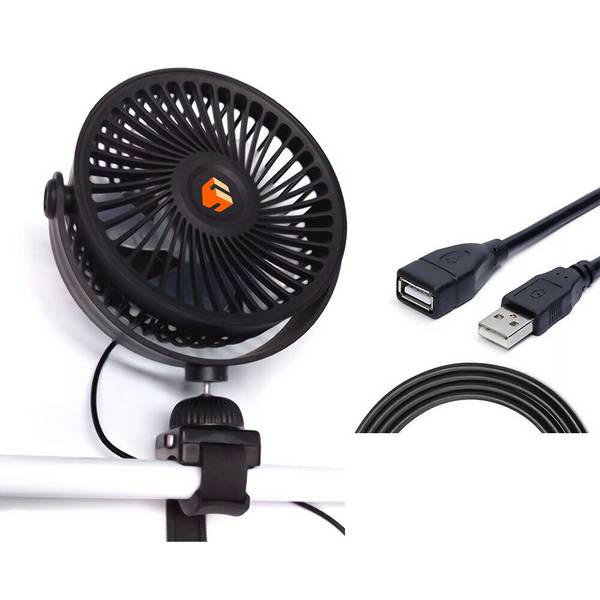 5-Zoll Ventilatorkopf Ventilator 360° Rotation Fan, 1,5m USB Verlängerungskabel Cable,
