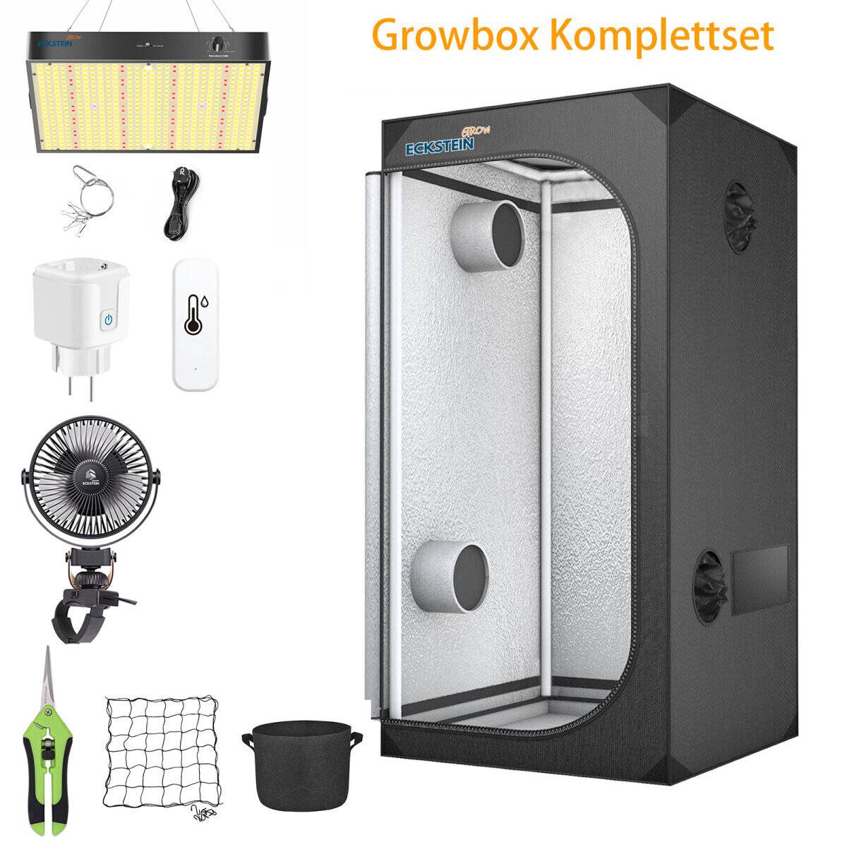 Growbox Komplettset 80x80x160 cm 100W LED Pflanzenwachstumslampe, Anbauzelt,-0