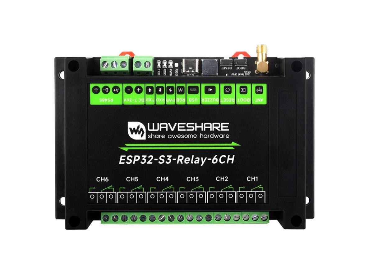 WaveShare Industrial 6CH ESP32-S3 WiFi Relay Module Support WiFi Bluetooth RS485-0