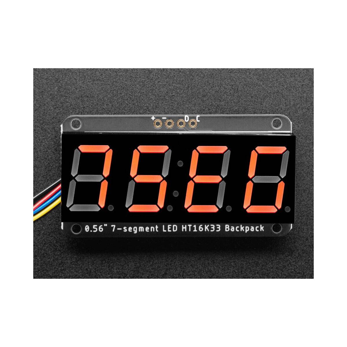 Adafruit Assembled 0.56inch 4-Digit 7-Segment Display Red with I2C Backpack STEMMA QT 5599-0