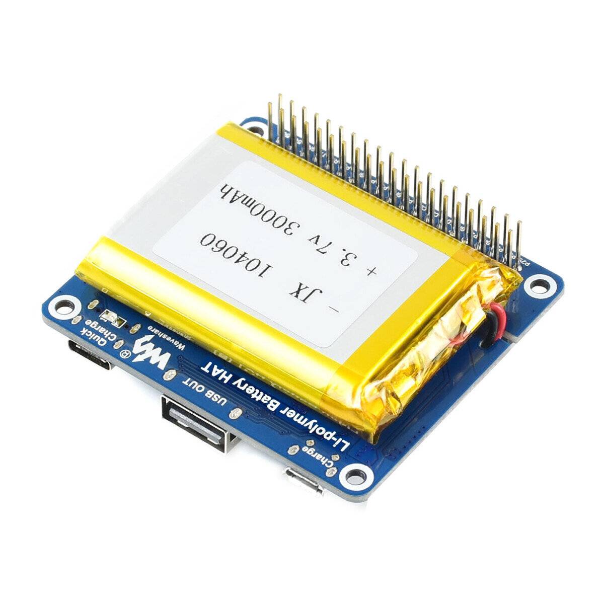 WaveShare Li-polymer Battery HAT for Raspberry Pi 3000mAh Akku SW6106 Power Bank Solution 5V-0