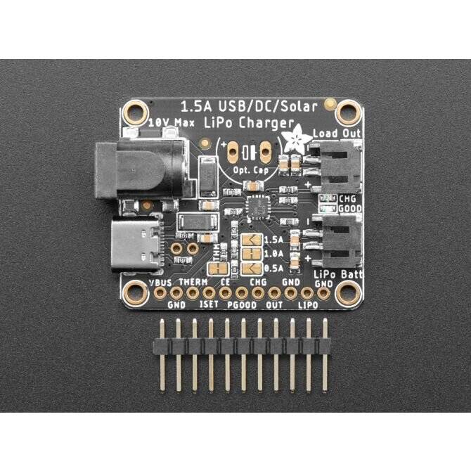 Adafruit Universal USB DC Solar Lithium Ion Polymer Lipo Charger up to 10V Input 1,5A Charge-5