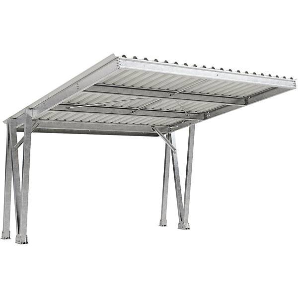 Fahrzeugüberdachung EcoCover für 2 Stellplätze mit Stahldach verzinkt B 5160 mm Grundeinheit. WSM Walter