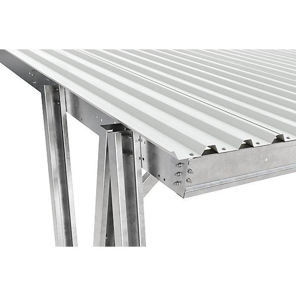 Fahrzeugüberdachung EcoCover für 2 Stellplätze mit Stahldach verzinkt B 5160 mm Anbaueinheit. WSM Walter-2
