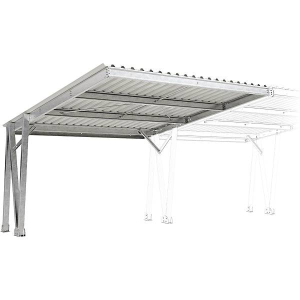 Fahrzeugüberdachung EcoCover für 2 Stellplätze mit Stahldach verzinkt B 5160 mm Anbaueinheit. WSM Walter-0