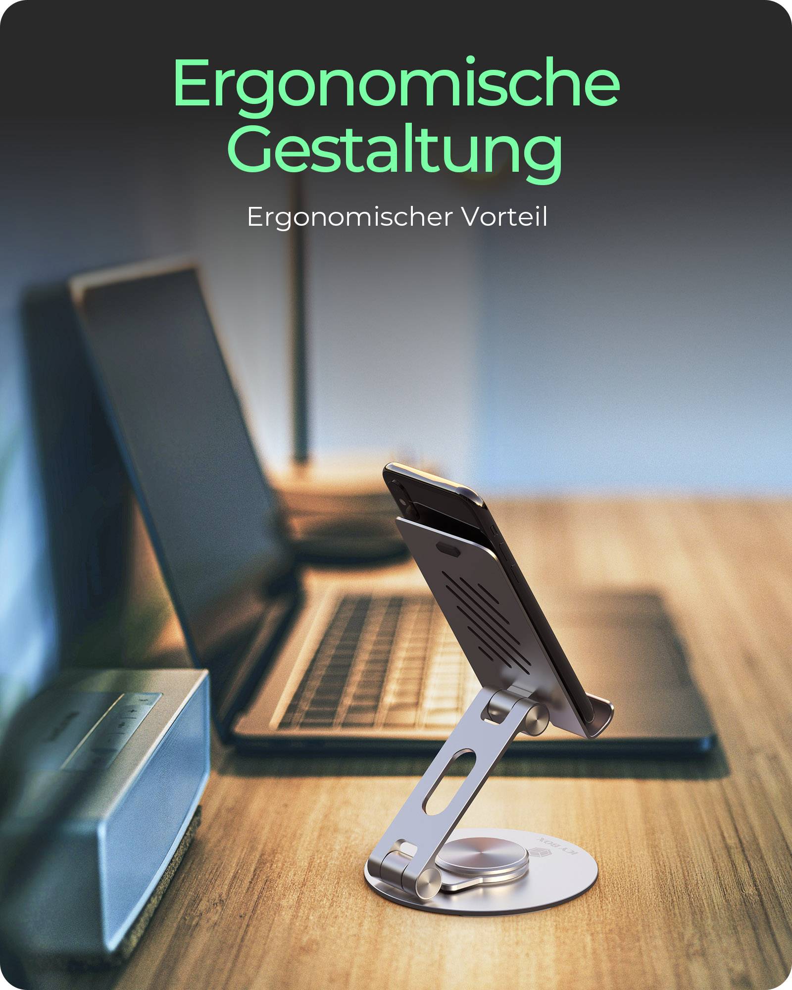 IB-TH201-R, Tablet & Smartphone Halter, rotierend, höhenverstellbar, Aluminium, für Tablets bis 12,9" (32,8 cm)-1