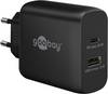 Goobay 65411 Dual USB Netzteil 45W Universal Ladegerät Power Delivery USB-C & USB-A Port Adapter Fast Charger Schwarz