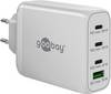 Goobay 65556 USB Netzteil 100W Charger PD & QC, 4 Port Universal Ladegerät, USB-C & USB-A Mini GaN Adapter, Weiß