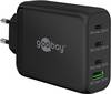 Goobay 65555 USB Netzteil 100W Charger PD & QC, 4 Port Universal Ladegerät, USB-C USB-A Mini GaN Adapter, Schwarz