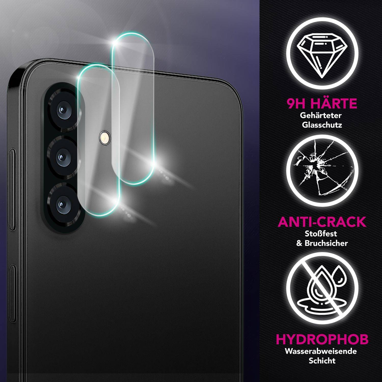 NALIA Kameraschutz „Focus.X2 MAX“ für Samsung Galaxy A56 – 2x Kamera Schutzglas, Kratzfest, Anti-Schlieren, 9H Glas-1