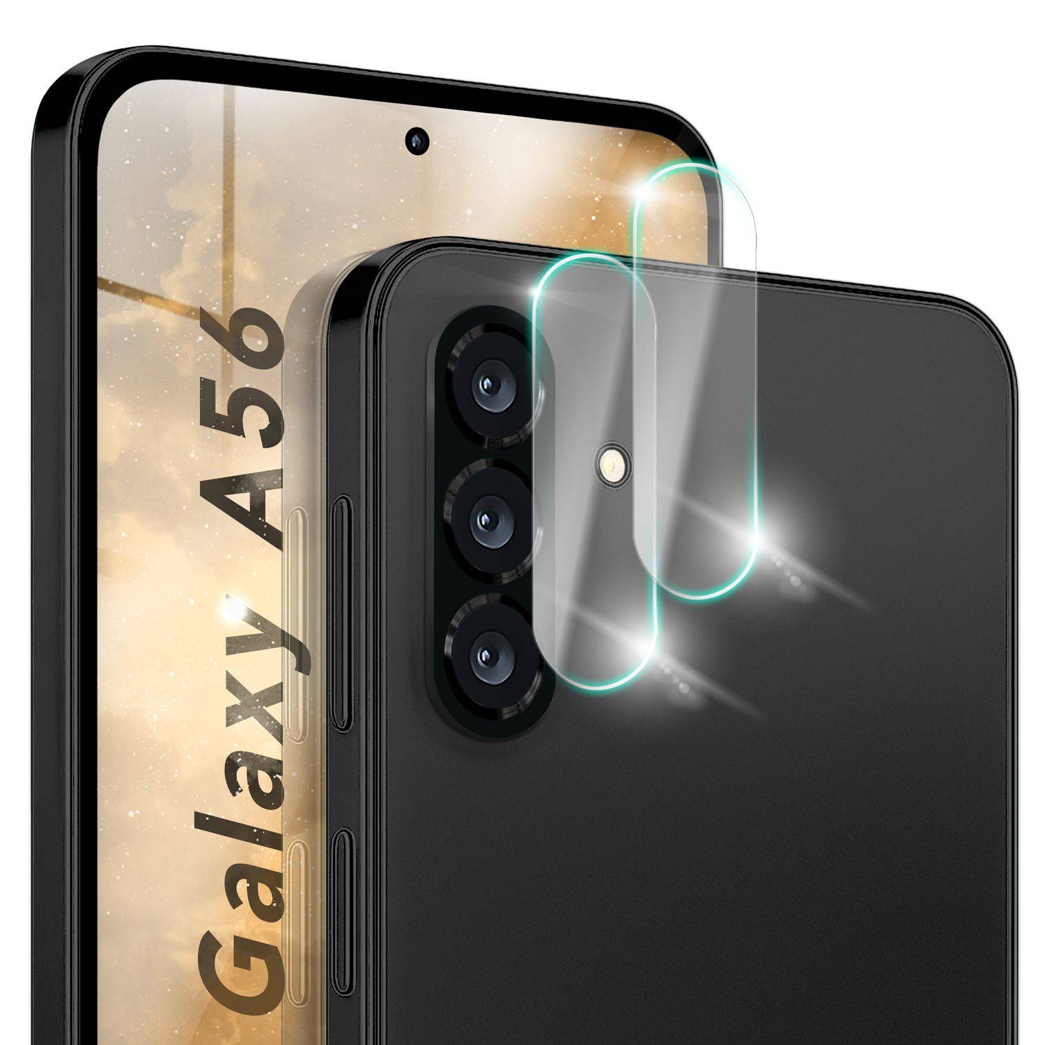 NALIA Kameraschutz „Focus.X2 MAX“ für Samsung Galaxy A56 – 2x Kamera Schutzglas, Kratzfest, Anti-Schlieren, 9H Glas-0