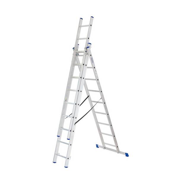 Alu-Schiebeleiter BASIC 3-in-1, Arbeitshöhe Anlegeleiter 6,48 m