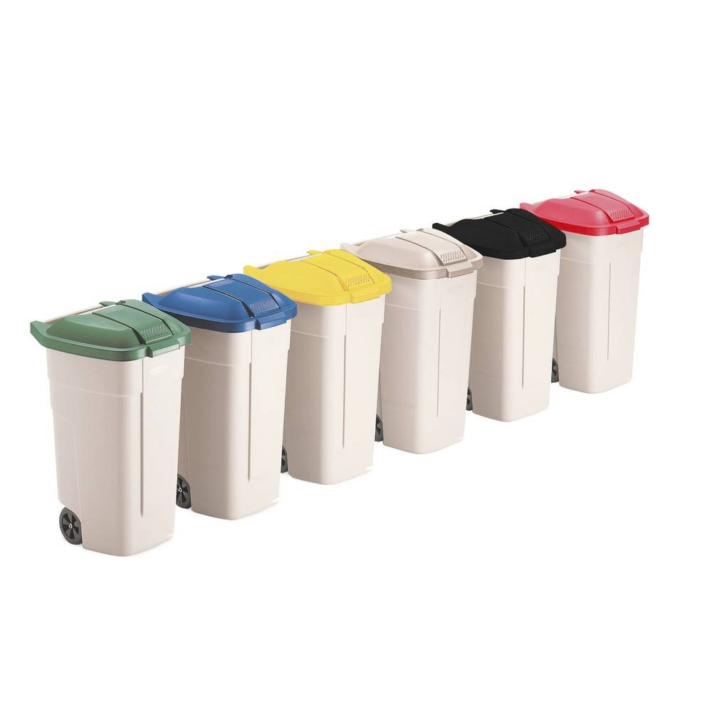 Rubbermaid® Müllgroßbehälter, 100 Liter, mit Rollen, Deckel beige-0