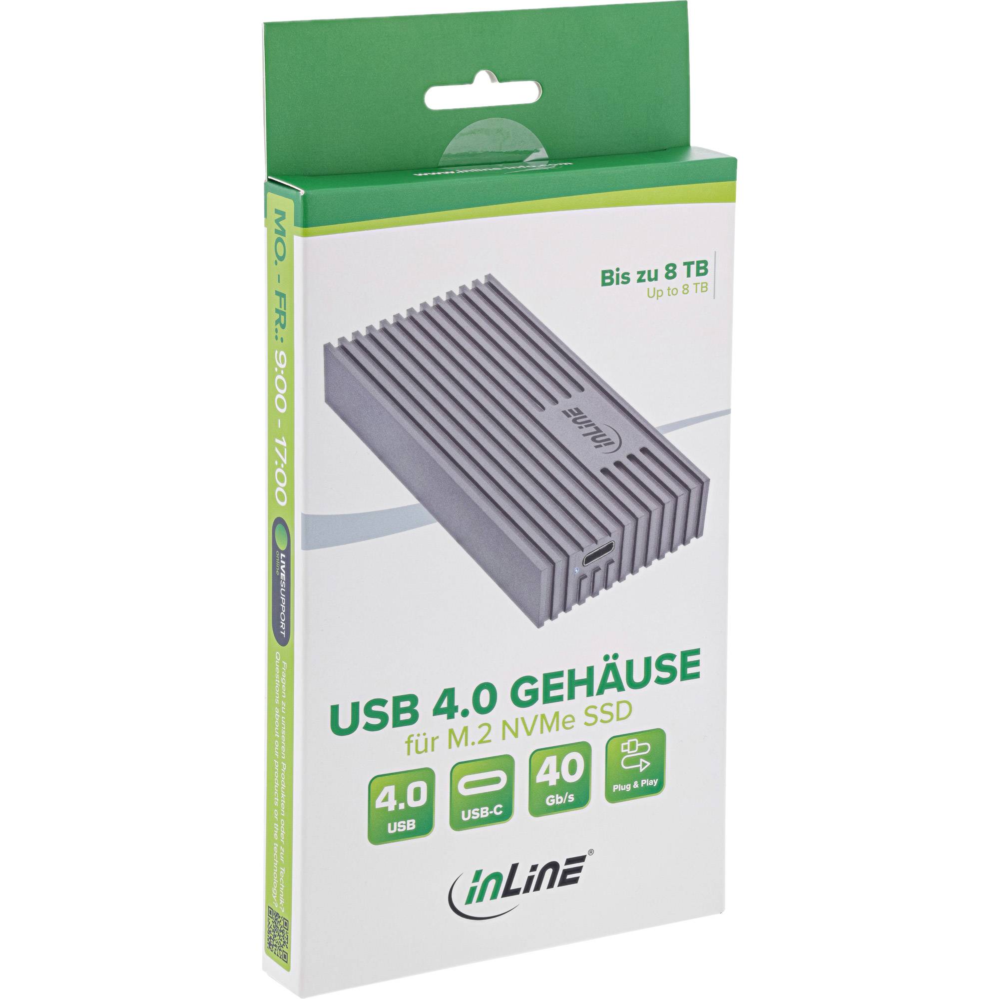 InLine® USB4-Gehäuse, USB-C zu M.2 NVMe SSD, 40Gb/s, Aluminium-4