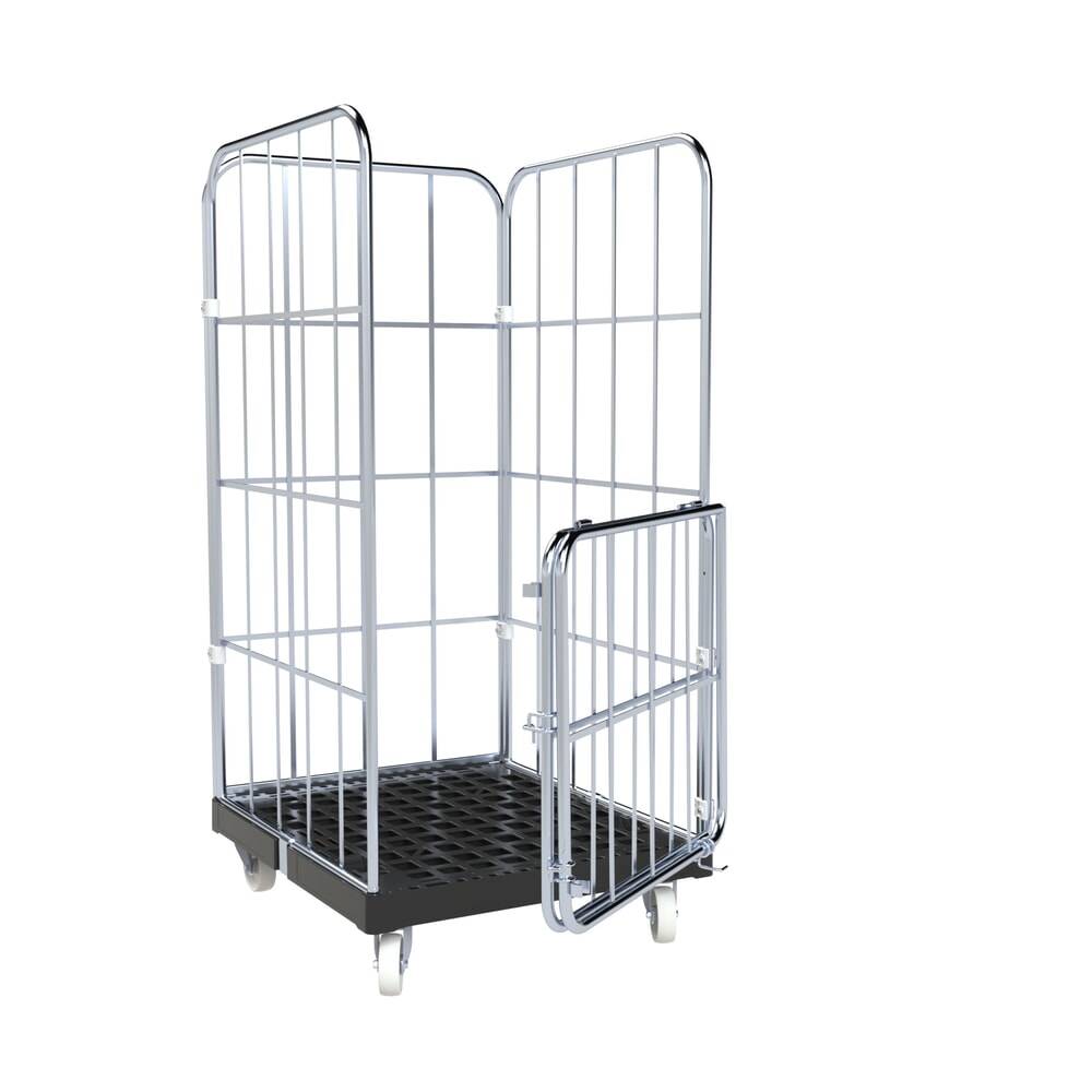 rolltainer® 4-seitiger Rollbehälter BASIC, Rollplatte aus Recycling-Ku-1