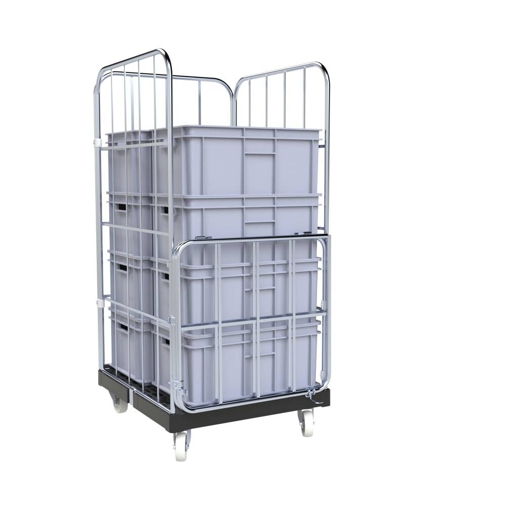 rolltainer® 4-seitiger Rollbehälter BASIC, Rollplatte aus Recycling-Ku-2