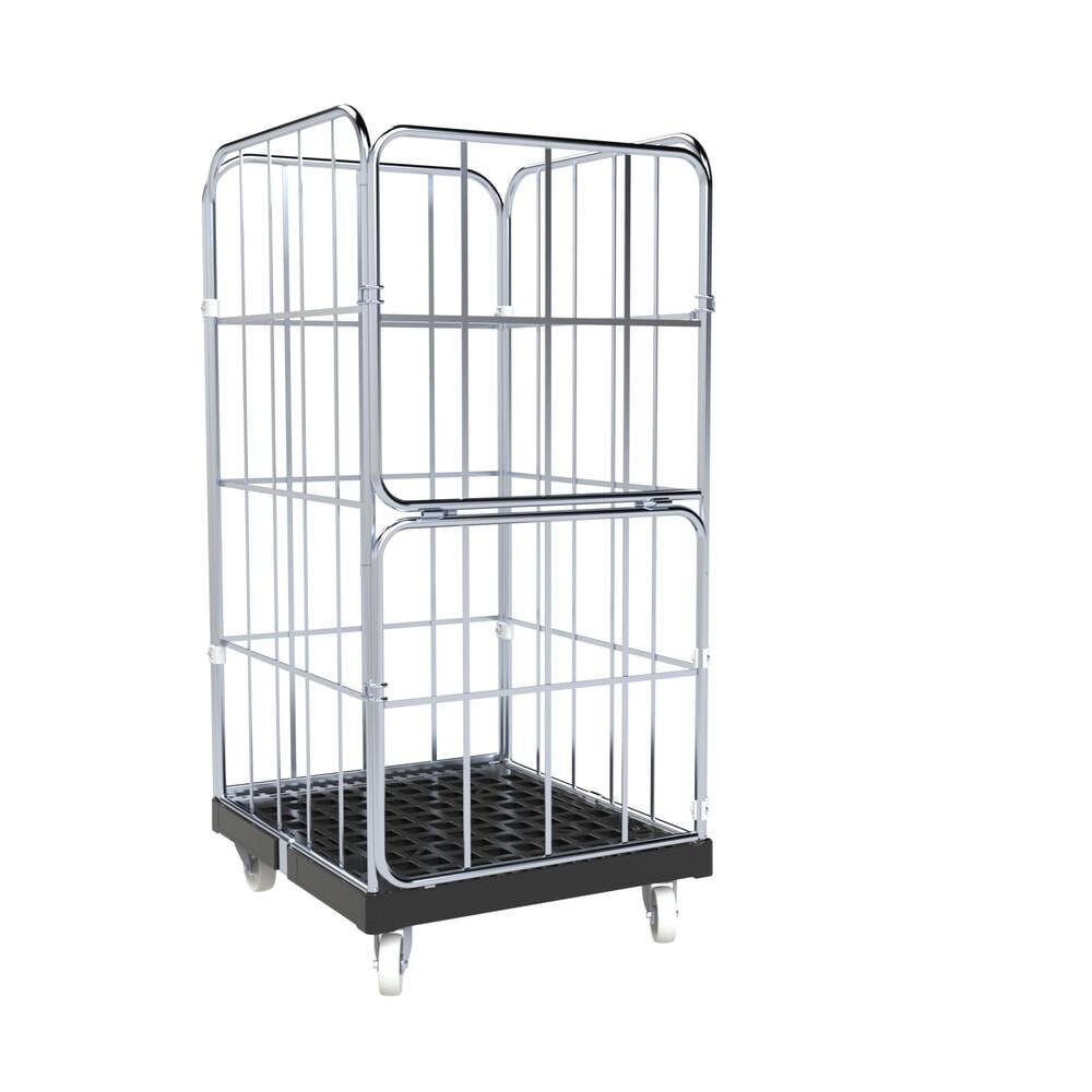 rolltainer® 4-seitiger Rollbehälter BASIC, Rollplatte aus Recycling-Ku-0