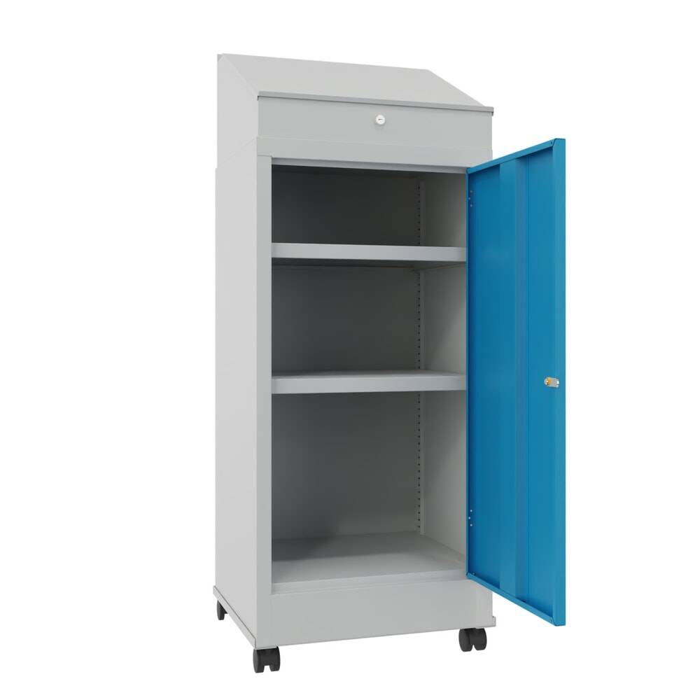 PAVOY Industrie-Stehpult, mobil, HxBxT 1.330 x 500 x 500 mm, 2 Einlege-1