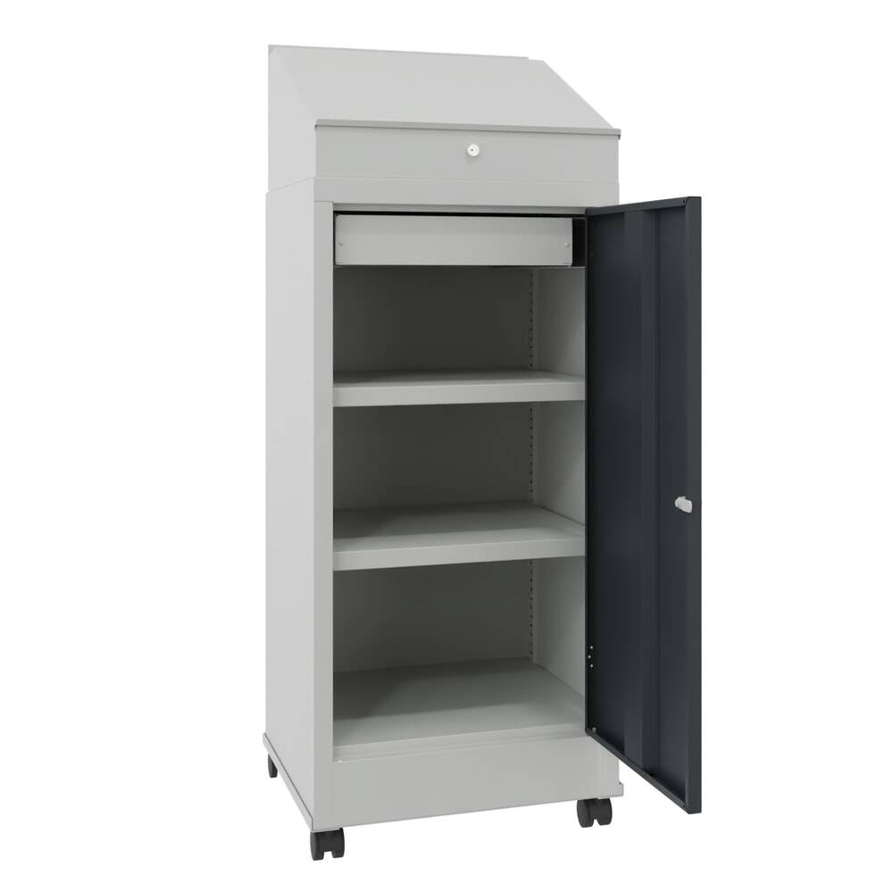 PAVOY Industrie-Stehpult, mobil, HxBxT 1.330 x 500 x 500 mm, 2 Einlege-1